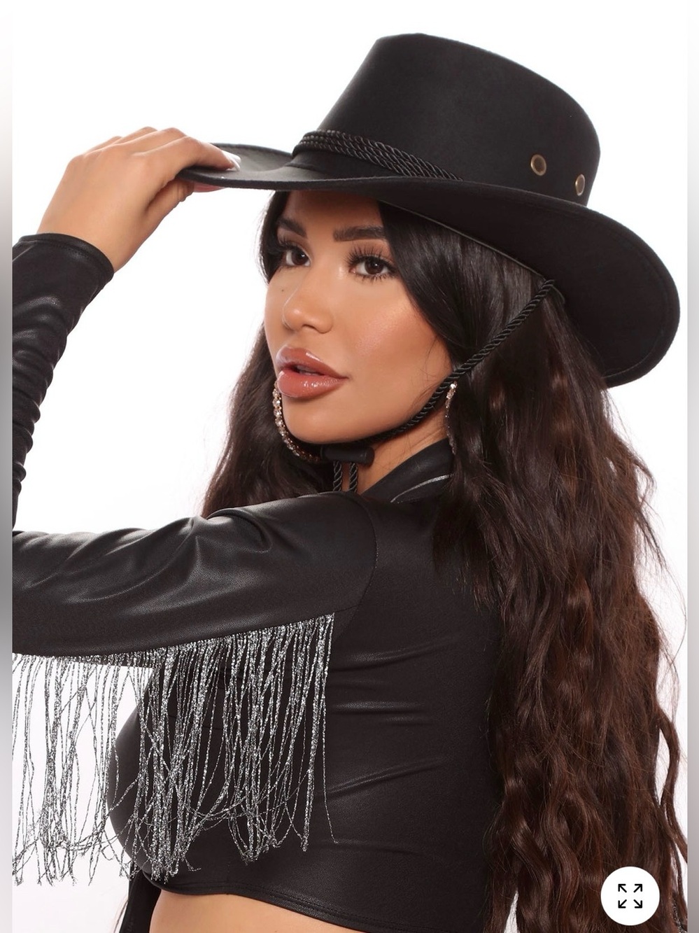 Fashion Nova Black Wide-Brim Cowgirl Hat-Costumes-Got Smashed During Delivery - Picture 3 of 6